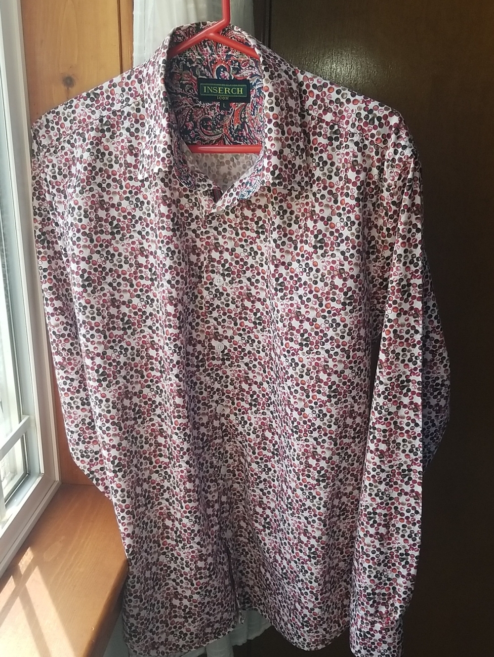 Inserch Icon 100% Cotton Long Sleeve Shirt Polka Dot Colorful Print L